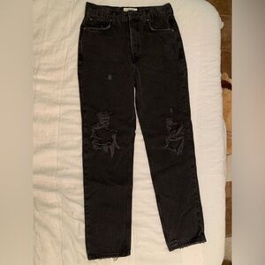 We the Free People Black Denim Distressed Mom Jeans Size 28 or 6